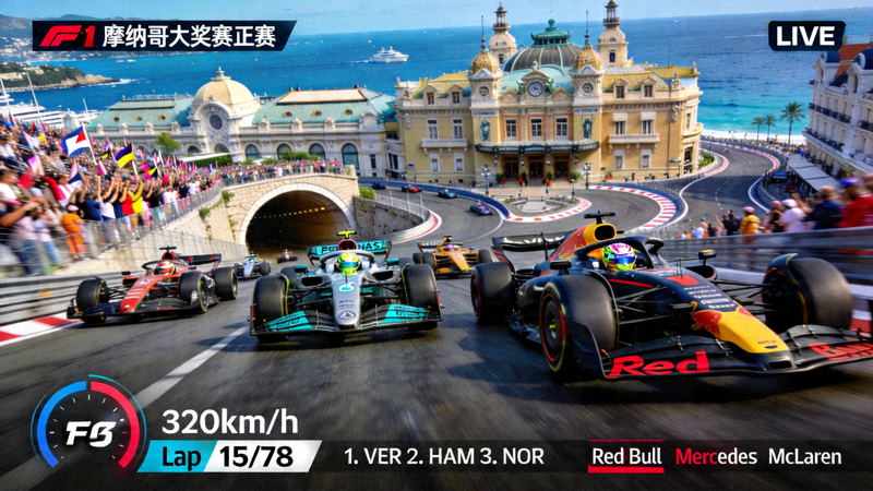 世界一级方程式锦标赛摩纳哥大奖赛正赛直播画面